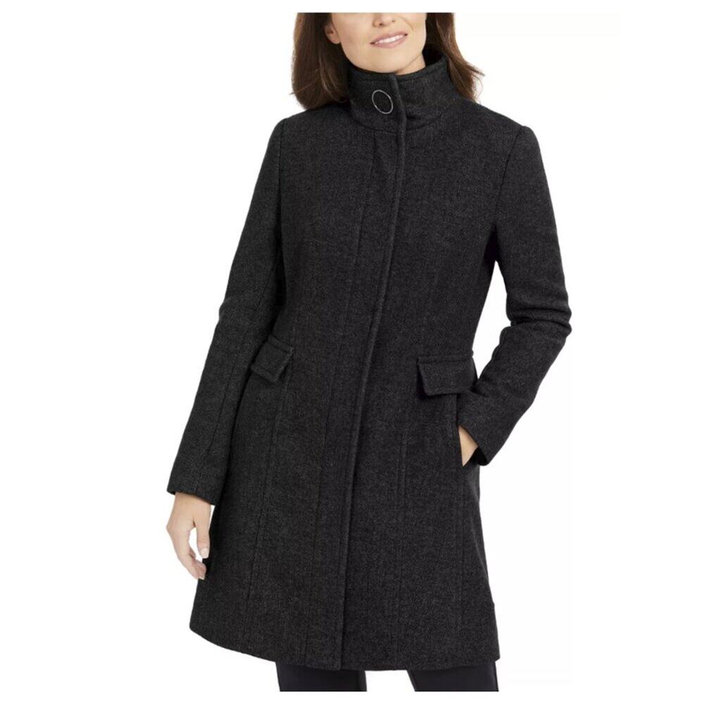 NWT Calvin Klein Women's Stand Collar Walker Coat Black Size XXL
